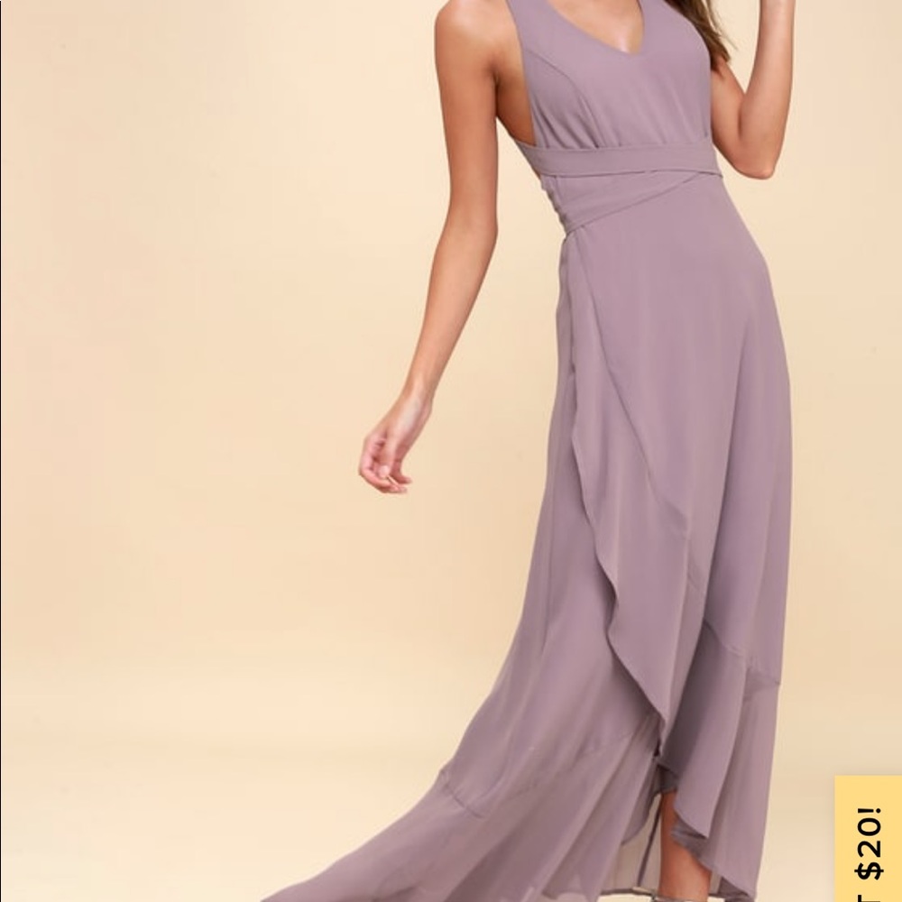 Lulus lavender convertible wrap hi-low maxi dress